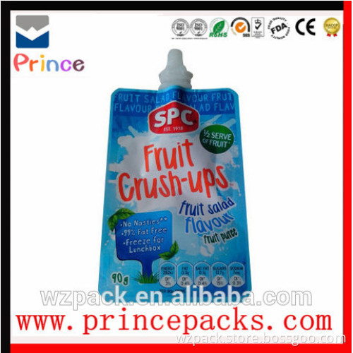 plastic laminated stand up spout pouch for liquid products and juice packaging